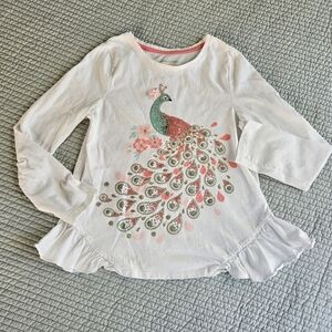 Tommy Bahama Kids Long Sleeve Shirt - White with Colorful Peacock